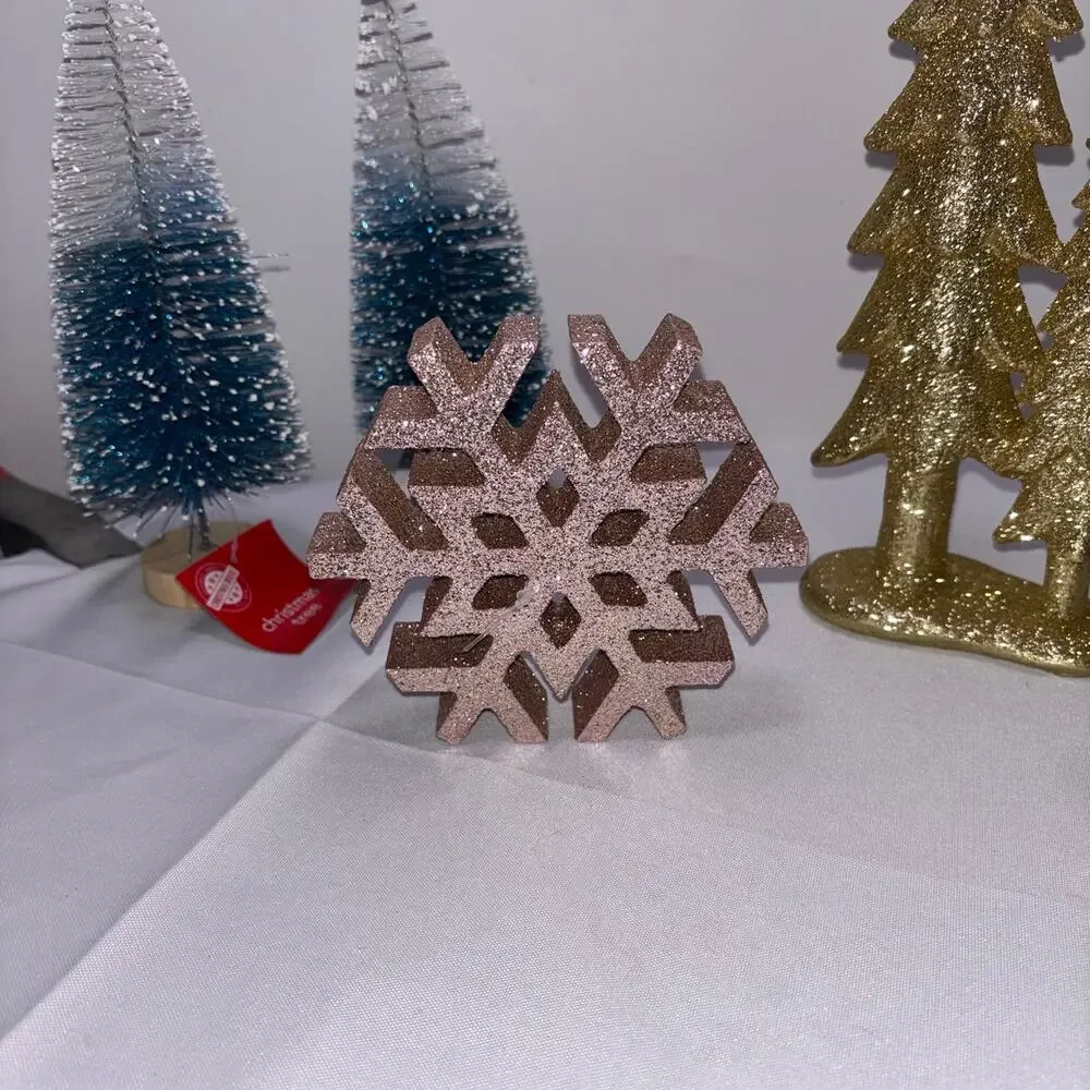 Christmas Glittery Table Top Decorations - 6 Count